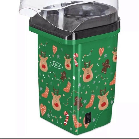 NWT BELLA Retro 1500-Watt Hot-Air Popcorn Popper COLOR:  GREEN REINDEER - Picture 2 of 3